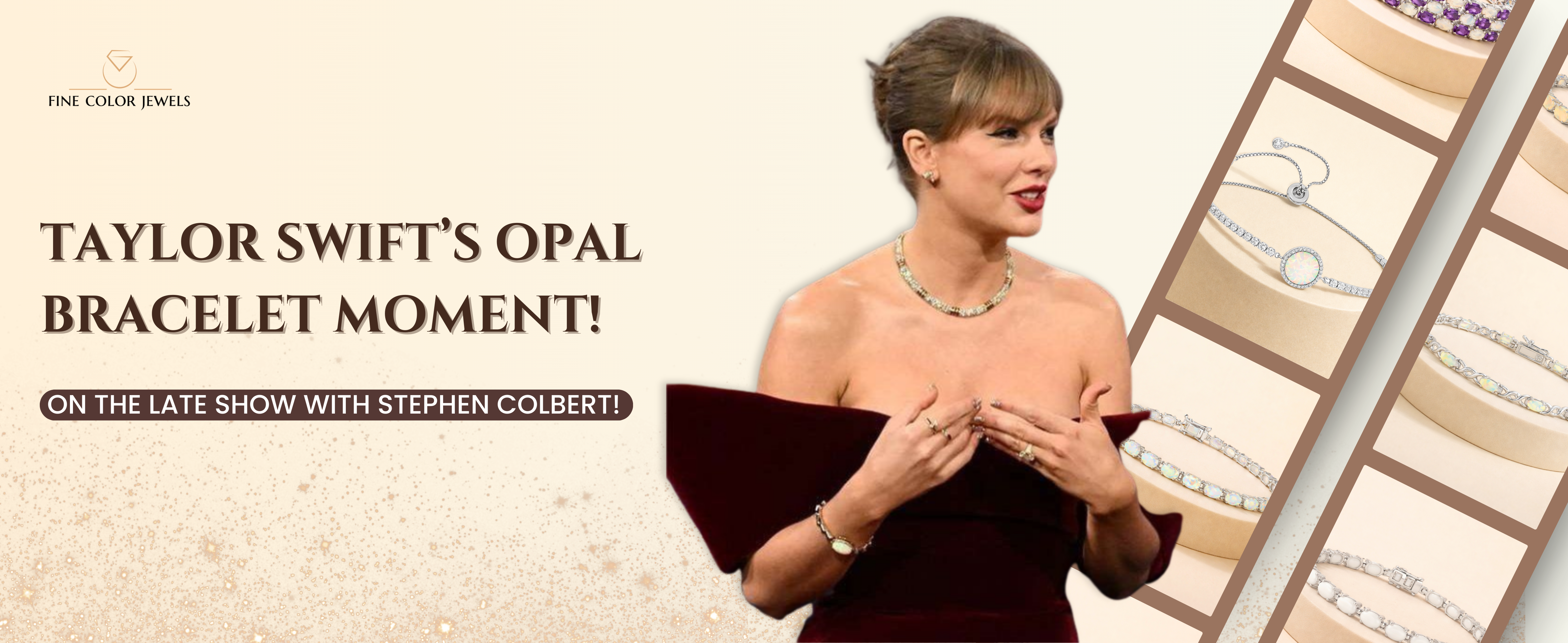 Taylor Swift's 2026 Opal Bracelet: Late Show Symbolism Decoded - Fine Color Jewels Taylor Swift Opal Bracelet, Taylor Swift's Opal Bracelet Moment