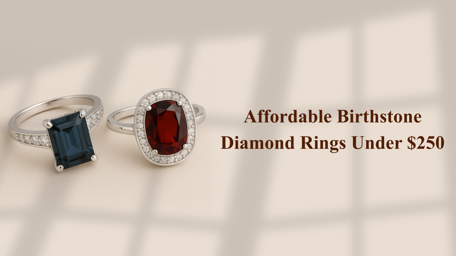 Affordable Birthstone Diamond Rings Under $250 with Lab Grown Diamond and Gemstone Jewelry - Fine Color Jewels Birthstone Diamond Rings