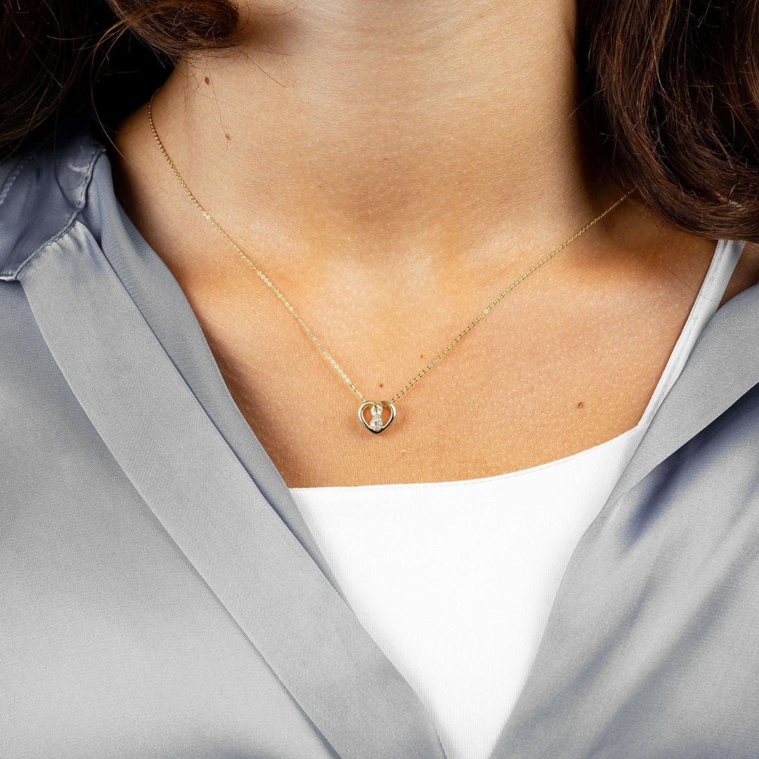 10k Gold Heart Infinity Diamond Necklace