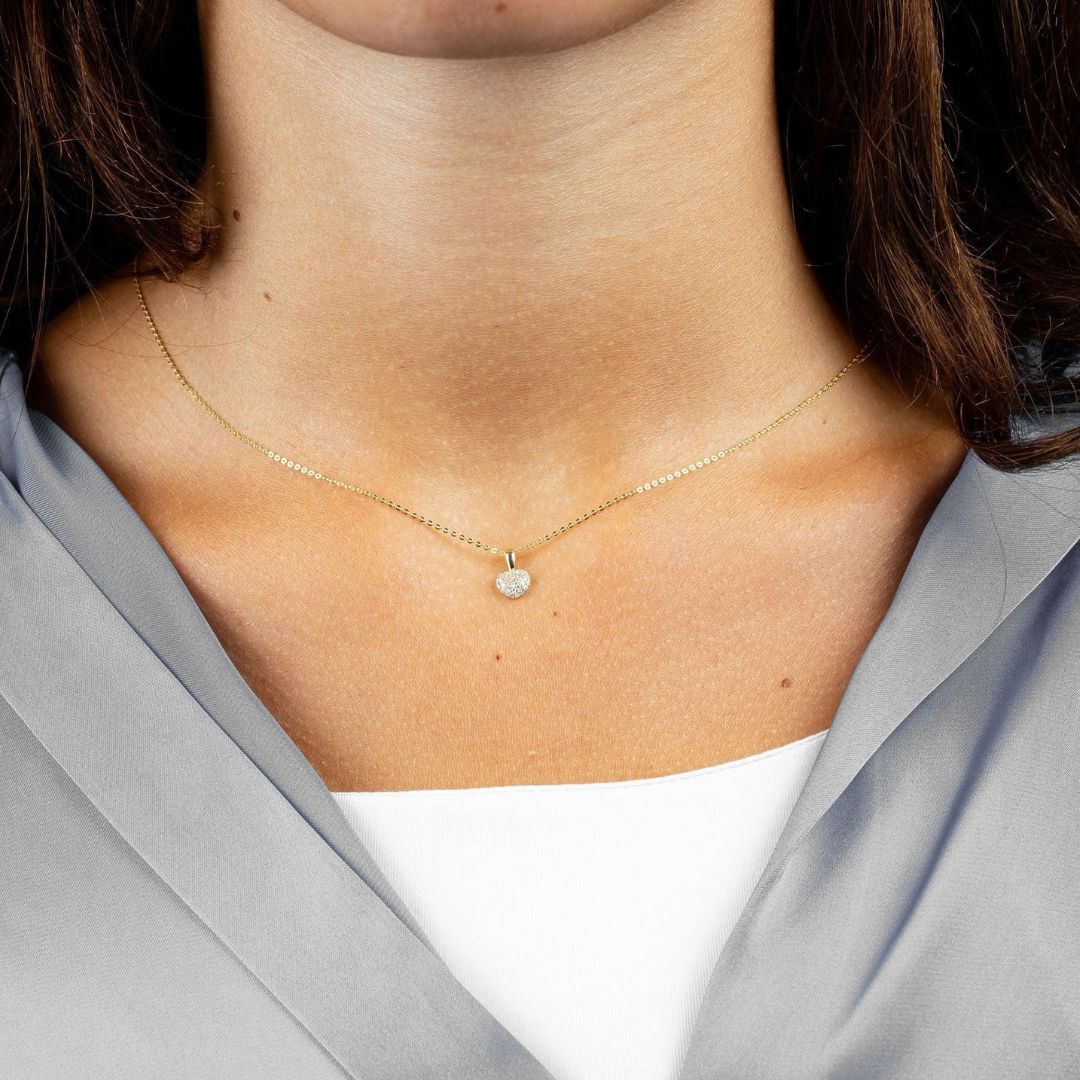 10k Gold Pave Diamond Heart Necklace