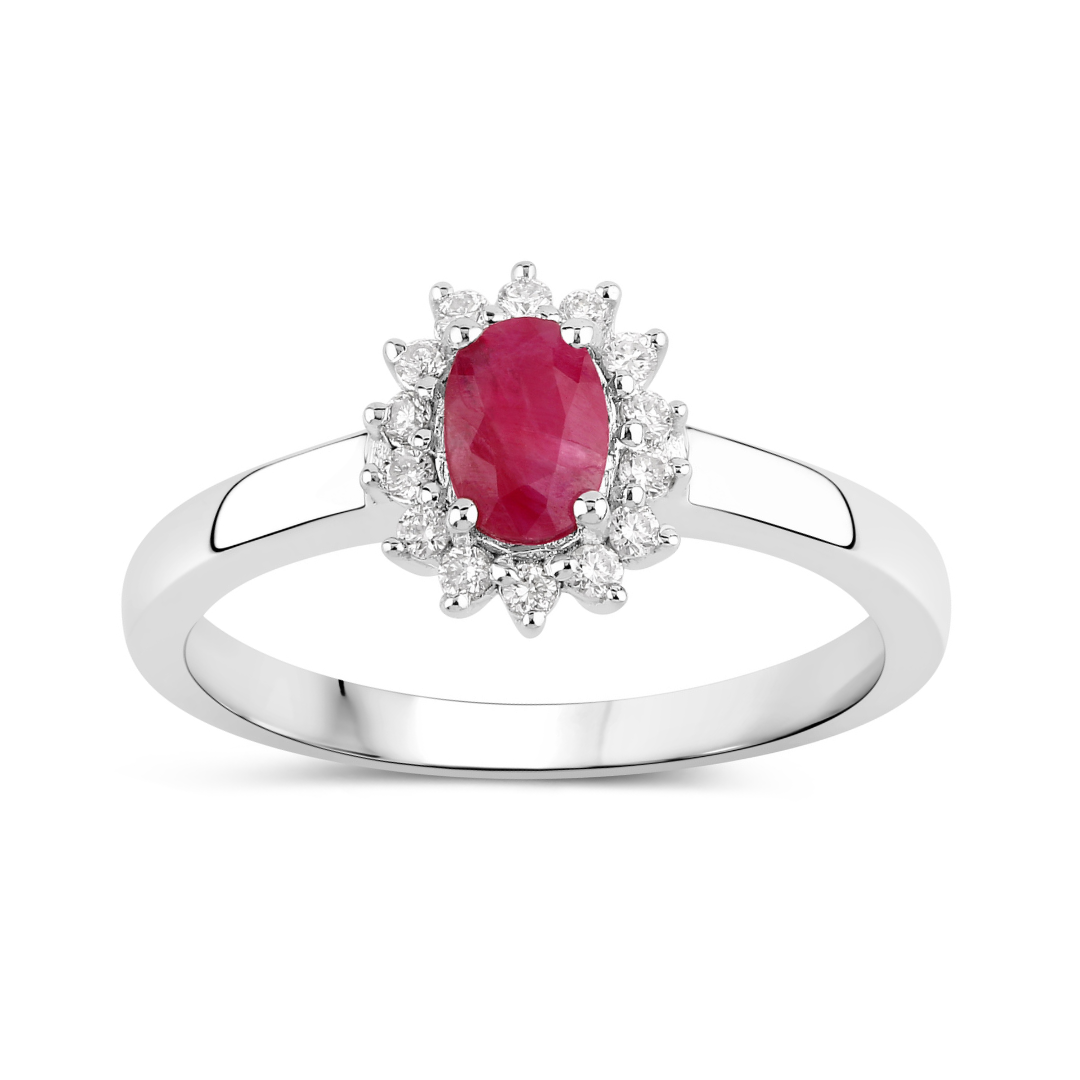 Natural Ruby and Lab Diamond Engagement Ring