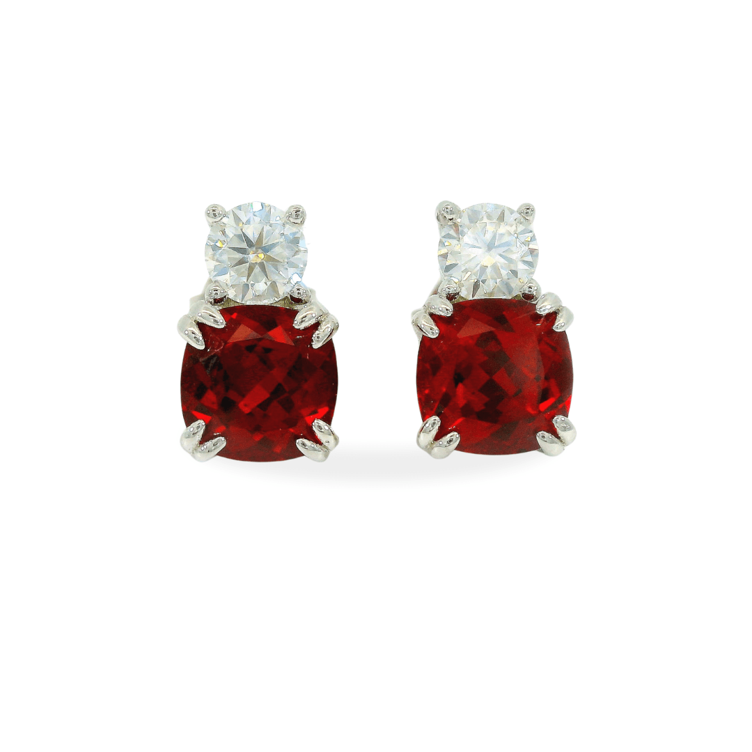 18k Modern 925 Sterling Silver Red Topaz Stone Studs, 4g At Rs 750/pair In Jaipur - Foto 6