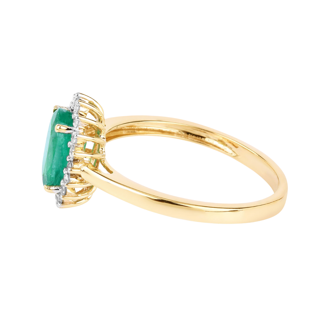 Genuine Zambian Emerald Diamond 10K Ring
