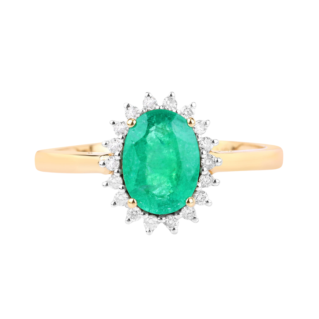Genuine Zambian Emerald Diamond 10K Ring