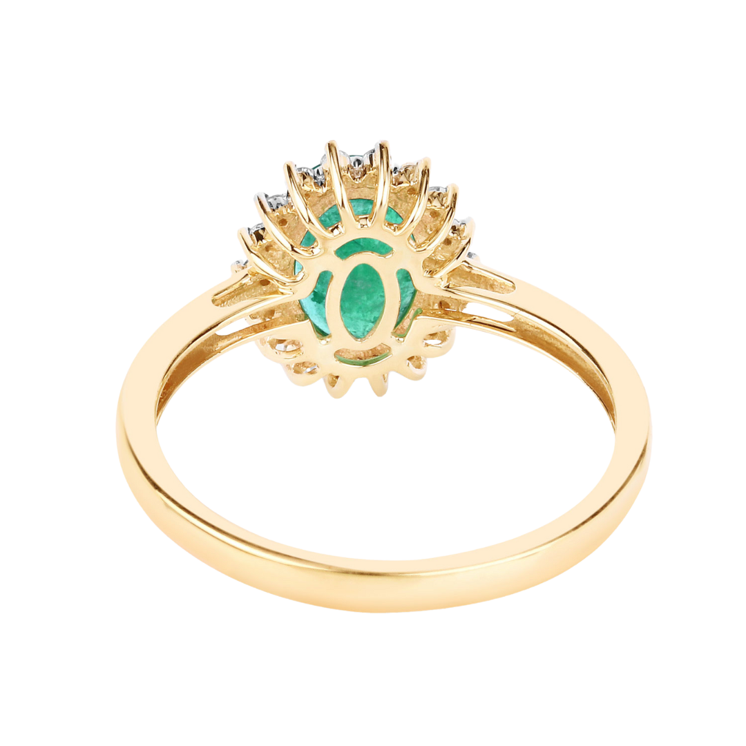 Genuine Zambian Emerald Diamond 10K Ring