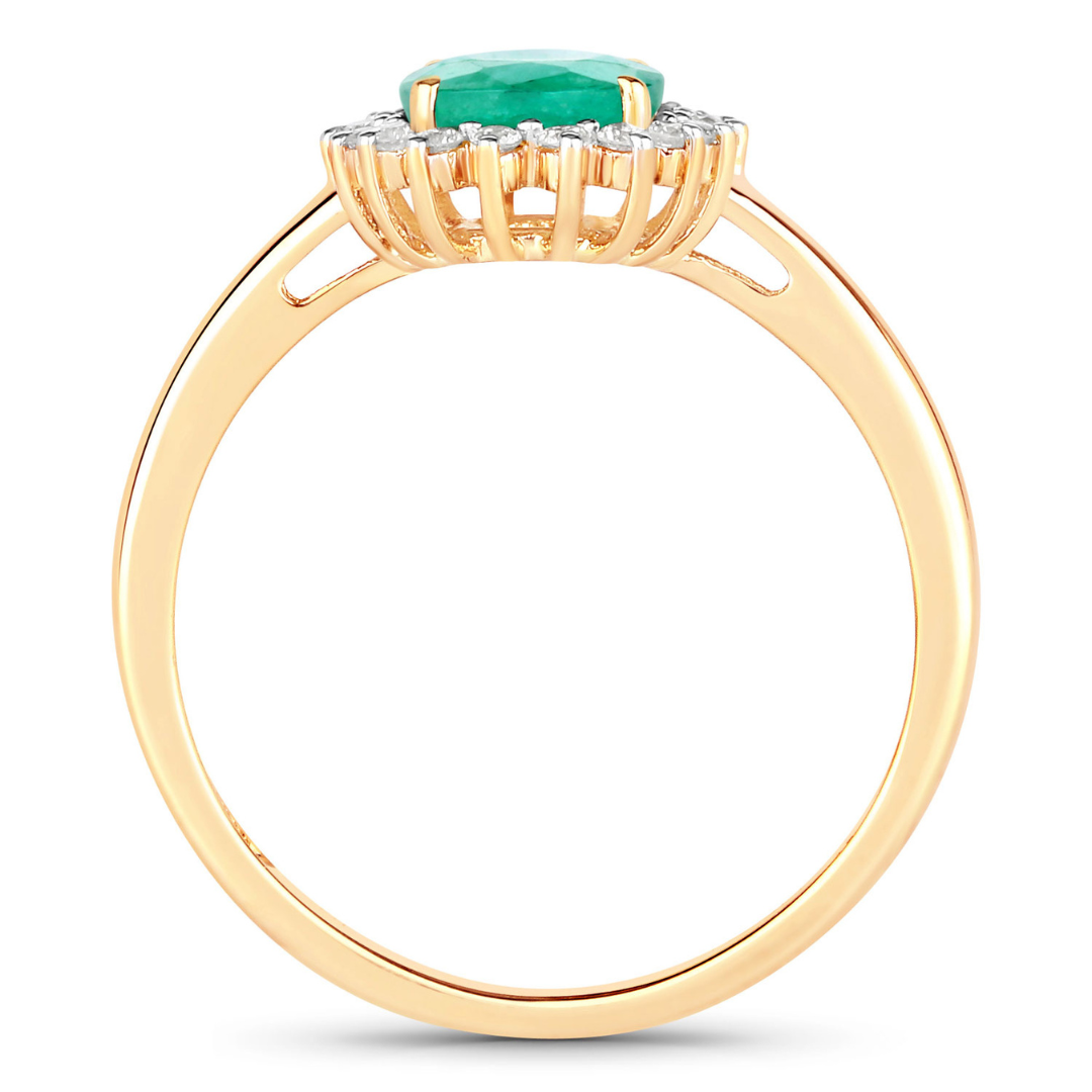 Genuine Zambian Emerald Diamond 10K Ring