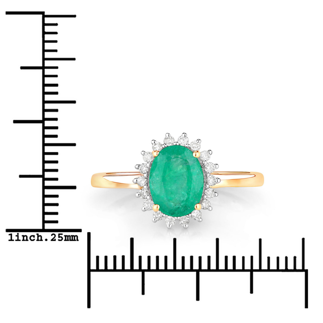 Genuine Zambian Emerald Diamond 10K Ring