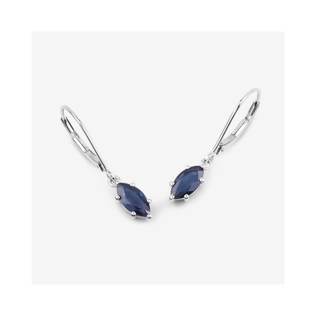 Genuine Blue Sapphire 10K Dangle Earrings