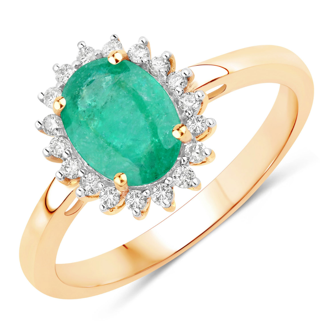 Genuine Zambian Emerald Diamond 10K Ring