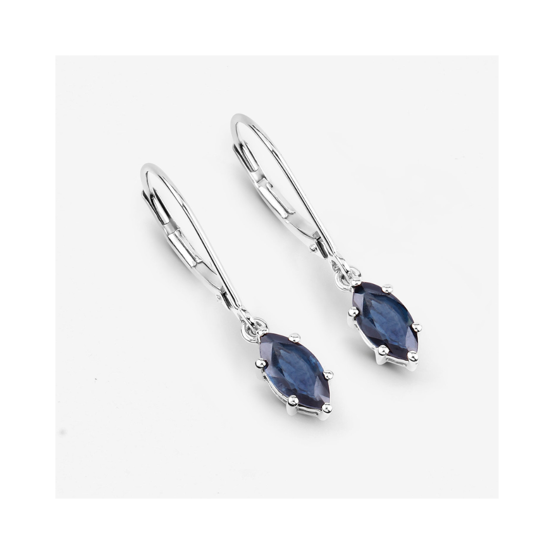Genuine Blue Sapphire 10K Dangle Earrings