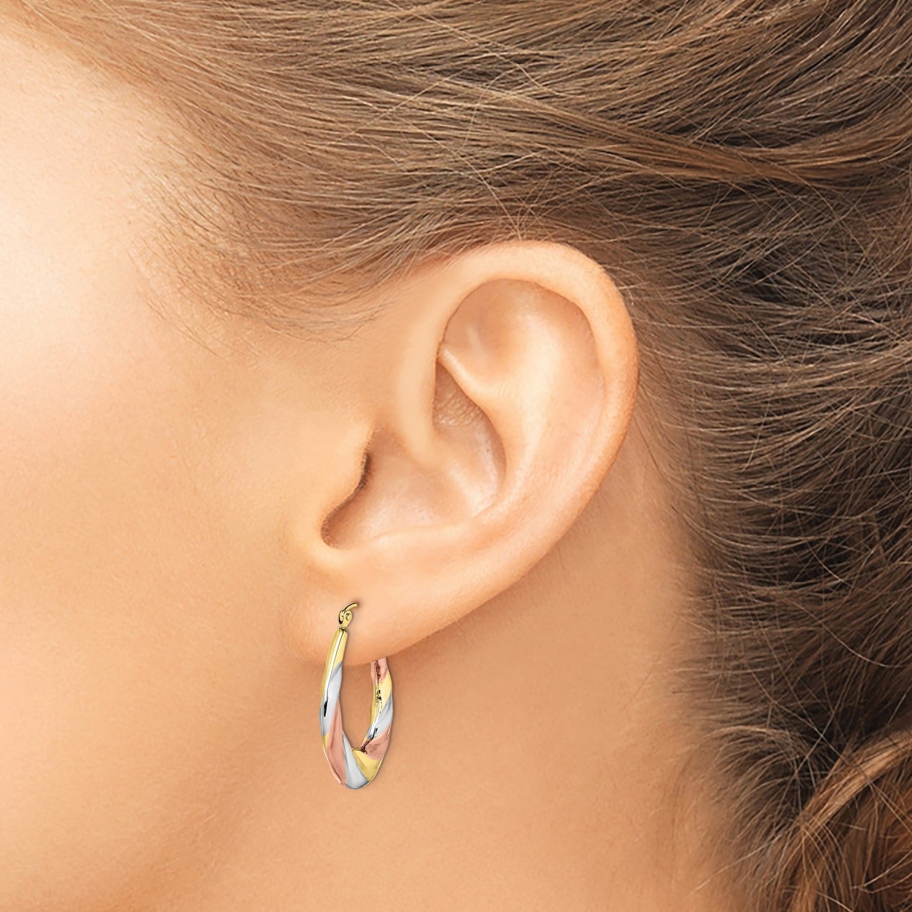 10K Gold Oval Hollow Hoop Earrings