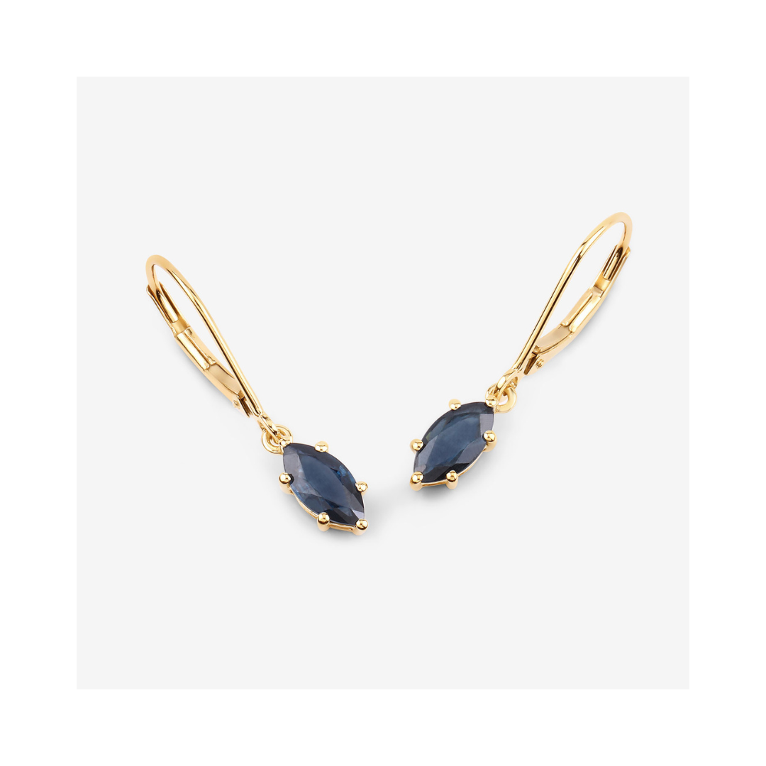 Genuine Blue Sapphire 10K Dangle Earrings