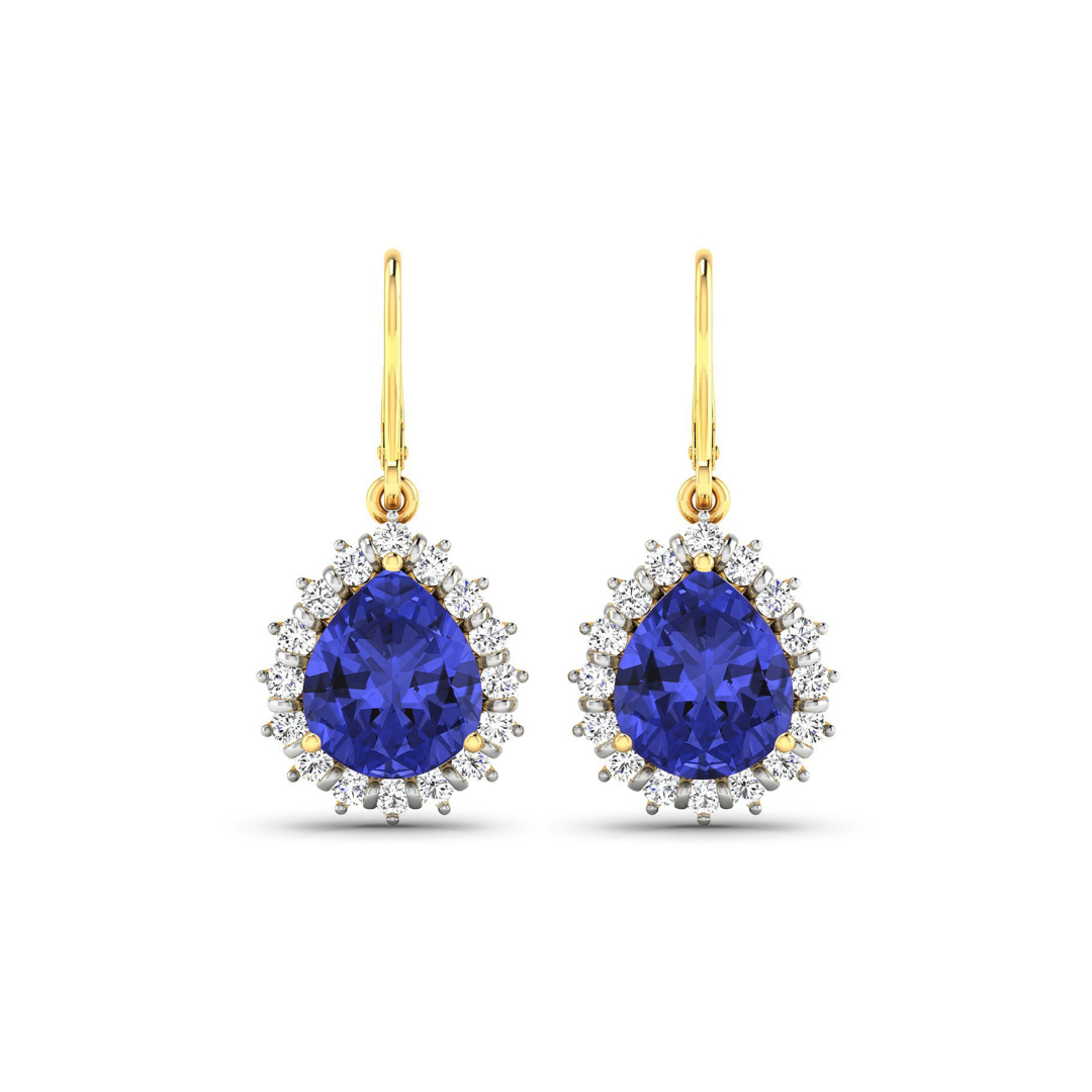 Genuine Tanzanite and Diamond Dangle Earrings