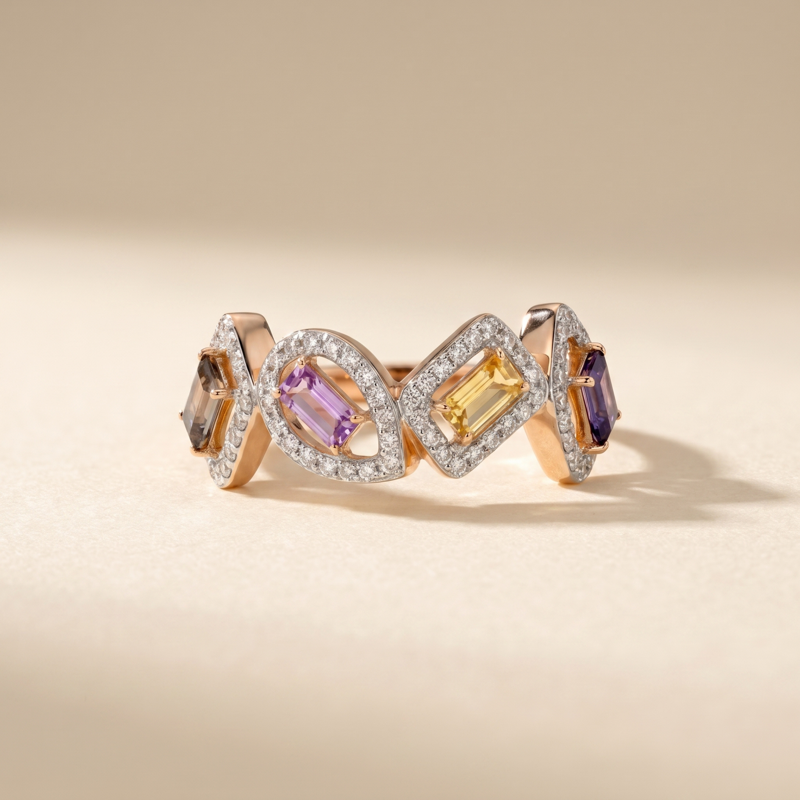 IGI Certified 0.40 Ct Multi Color Unheated Sapphire and Diamond 14K Yellow Gold Engagement Halo Ring