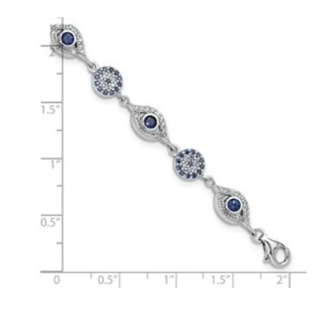 CZ Silver Evil Eye Bracelet
