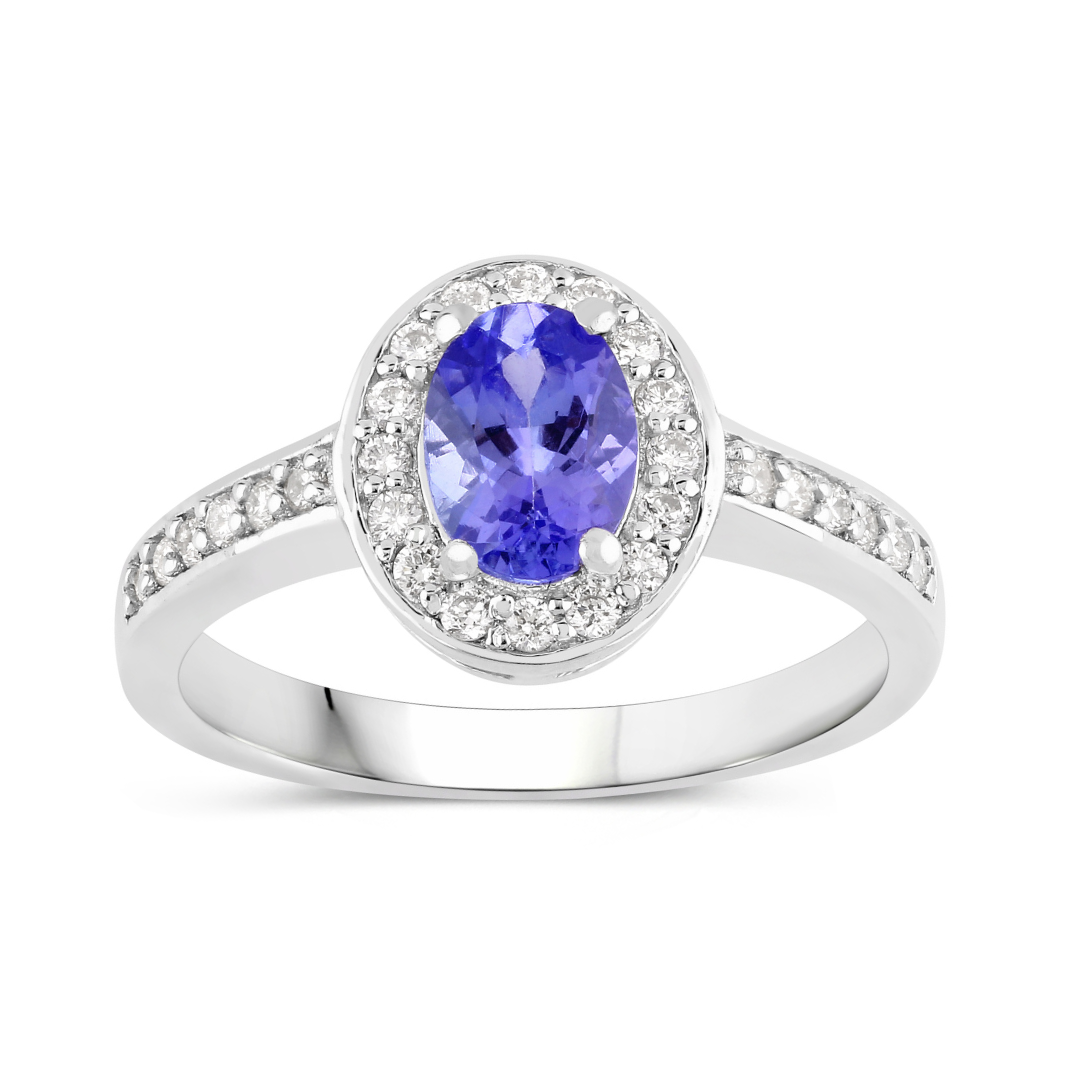 Natural Tanzanite and Lab Diamond Ring