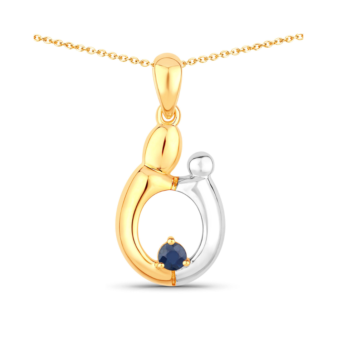 Genuine Blue Sapphire Mom Pendant Necklace