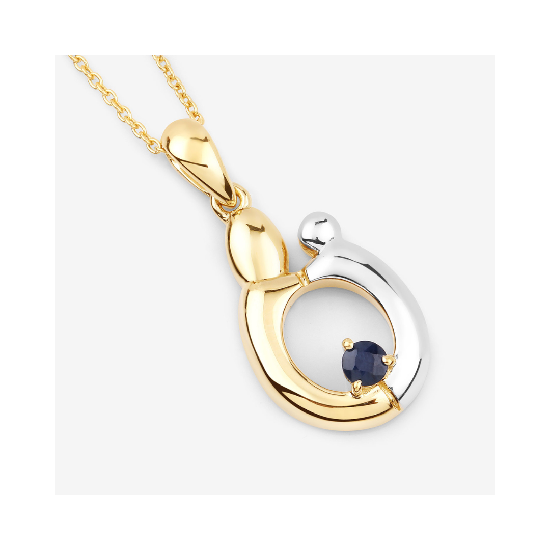 Genuine Blue Sapphire Mom Pendant Necklace