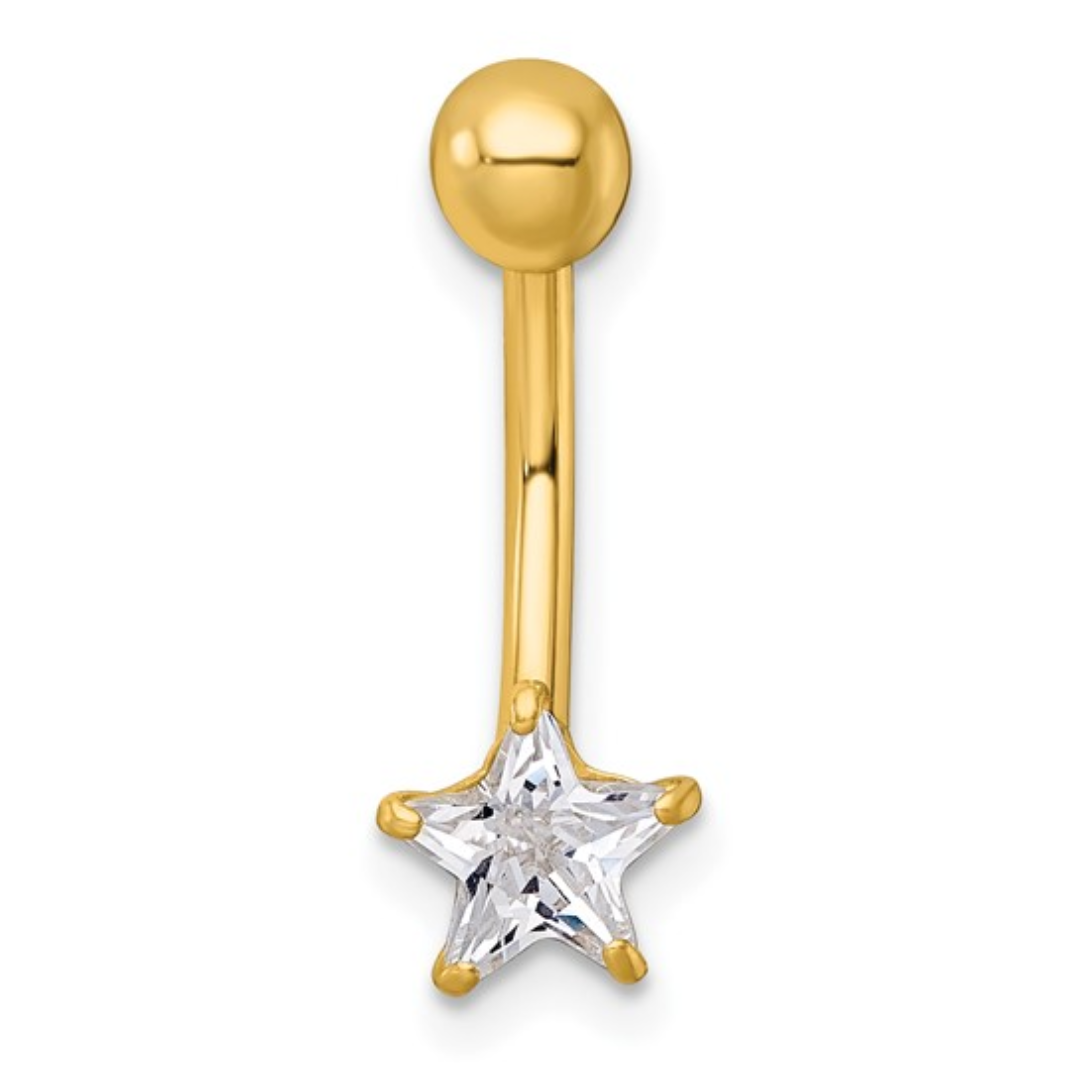 10k Gold CZ Star Navel Ring