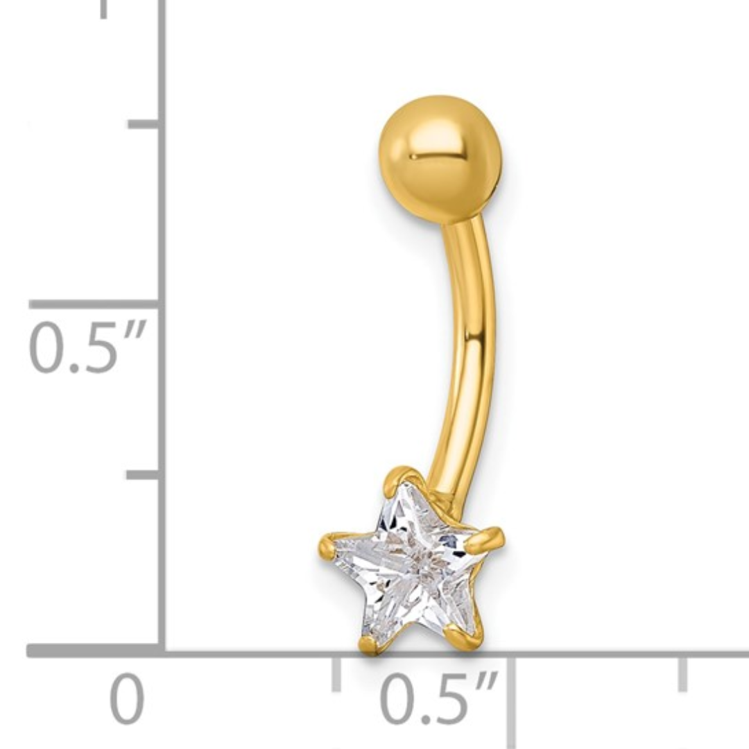 10k Gold CZ Star Navel Ring