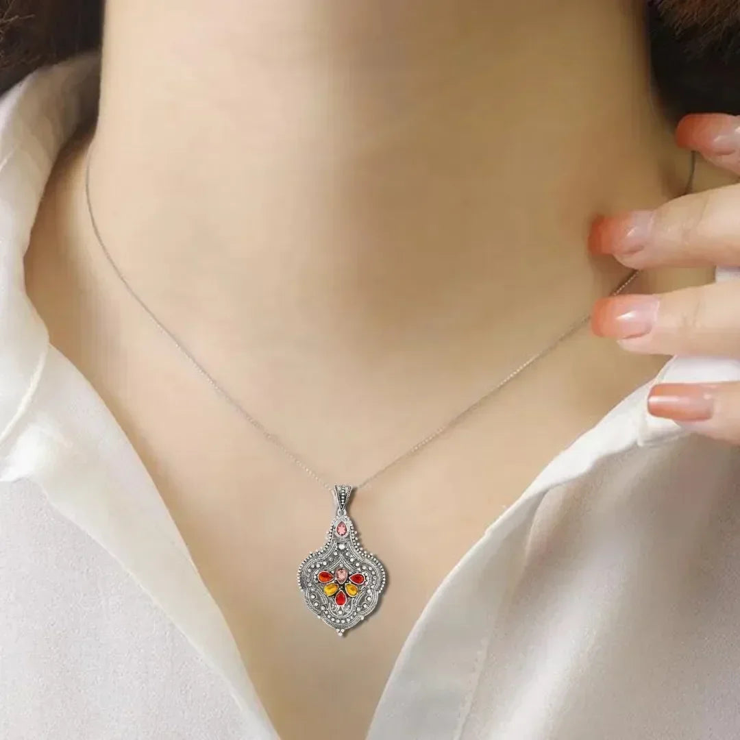 Boho Pendant Oxidised Necklace FineColorJewels 925 Sterling Silver, boho necklace, boho pendant, gemstone pendant, gemstone Pendant necklace, gemstone pendant.Celestial Jewelry, necklaces, pendant, pendant necklace, silver necklace, silver pendant, sterling silver, unique necklace, unique pendant