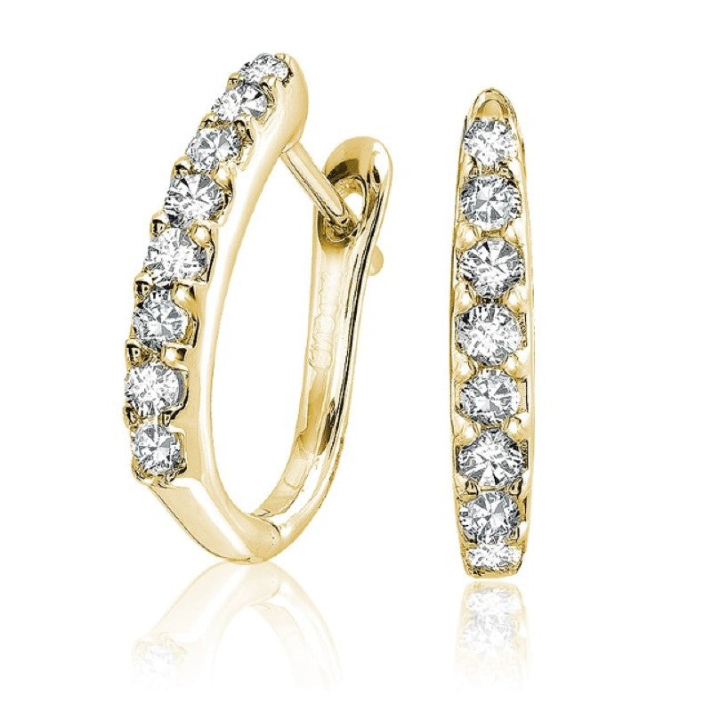 14k Gold Natural Diamond Huggie Earrings