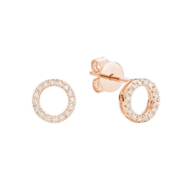 Natural Diamond 10k Gold Circle Stud Earrings