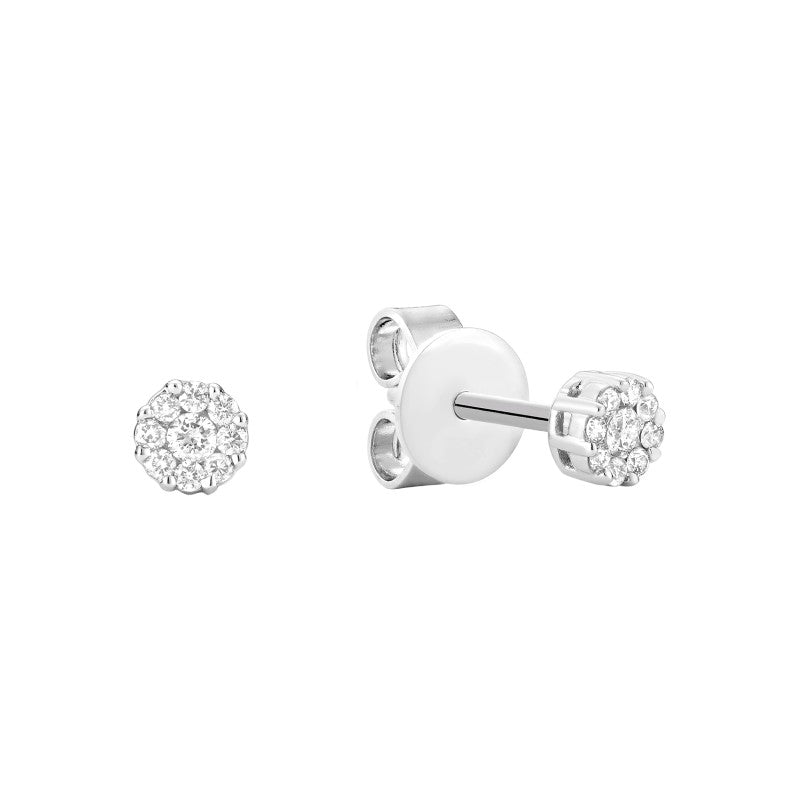 14k Gold Natural Diamond Cluster Studs Earrings