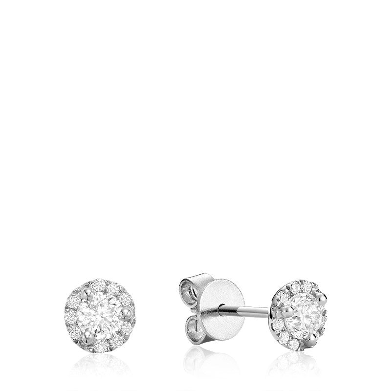 14k Gold Natural Diamond Halo Stud Earrings
