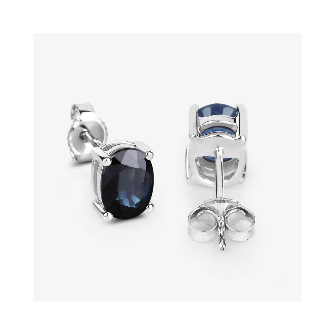 Genuine Blue Sapphire Studs Earrings