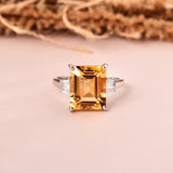 Yellow Citrine Ring, natural citrine ring for her, statement ring for women