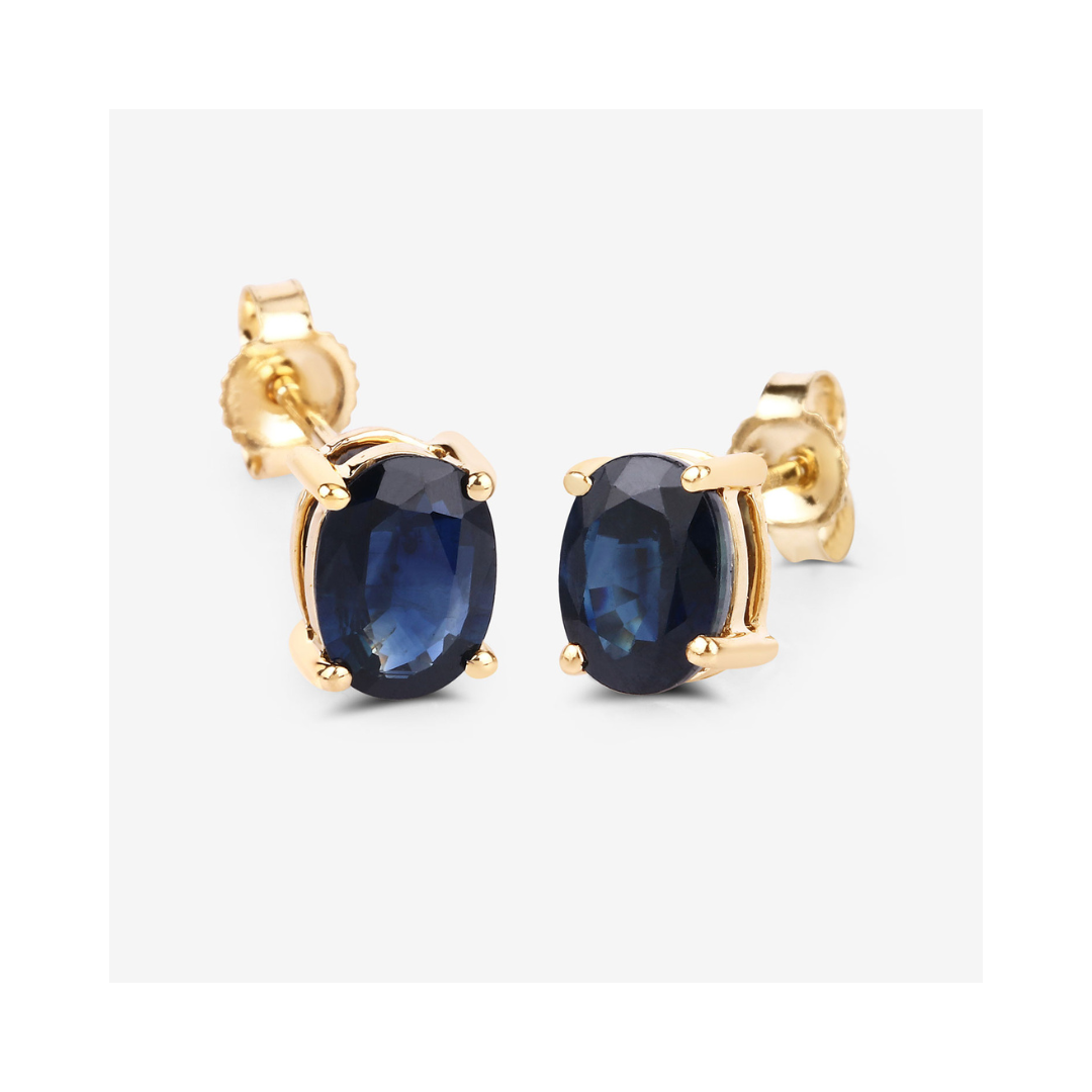 Genuine Blue Sapphire Studs Earrings