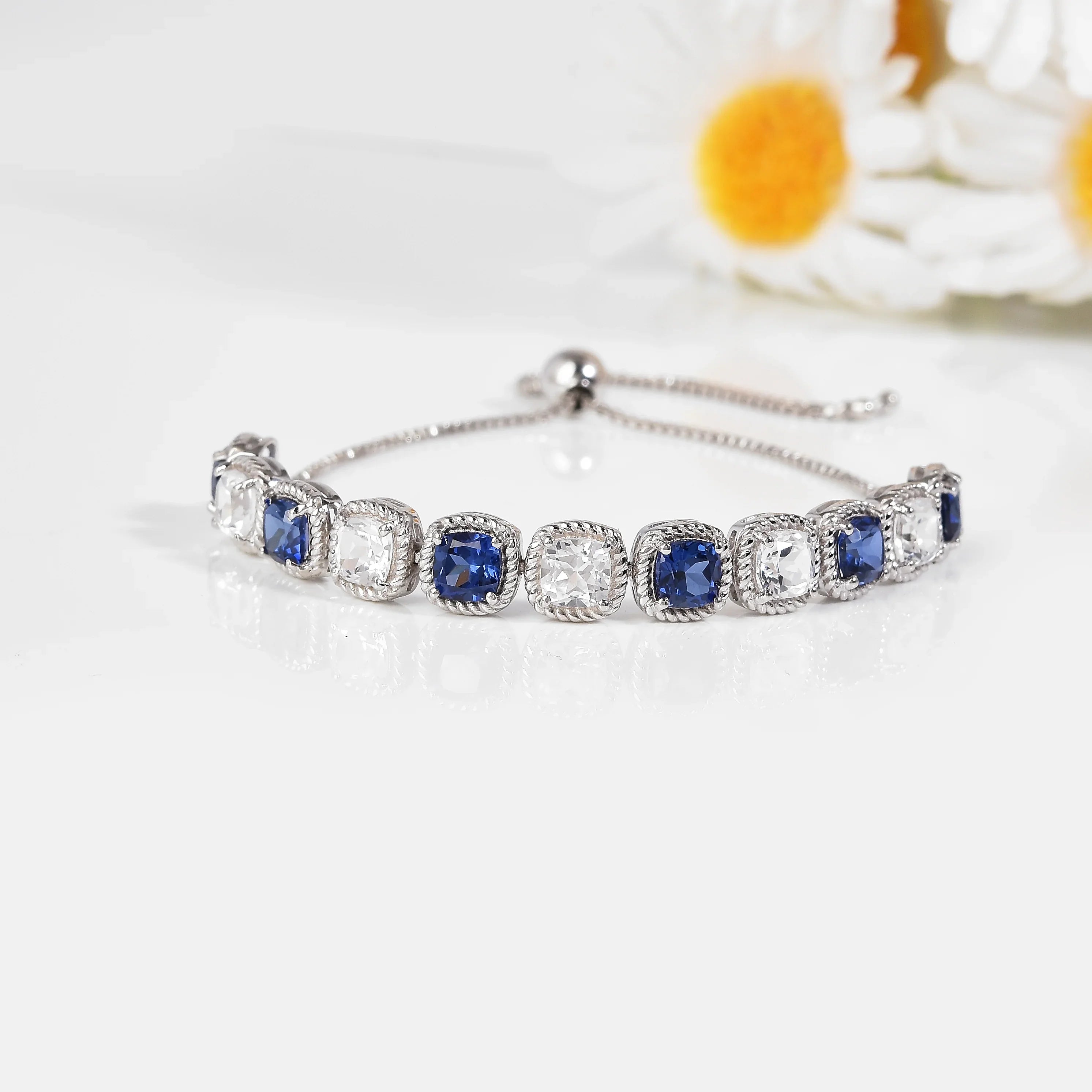 Bracelet de tennis en saphir pêche