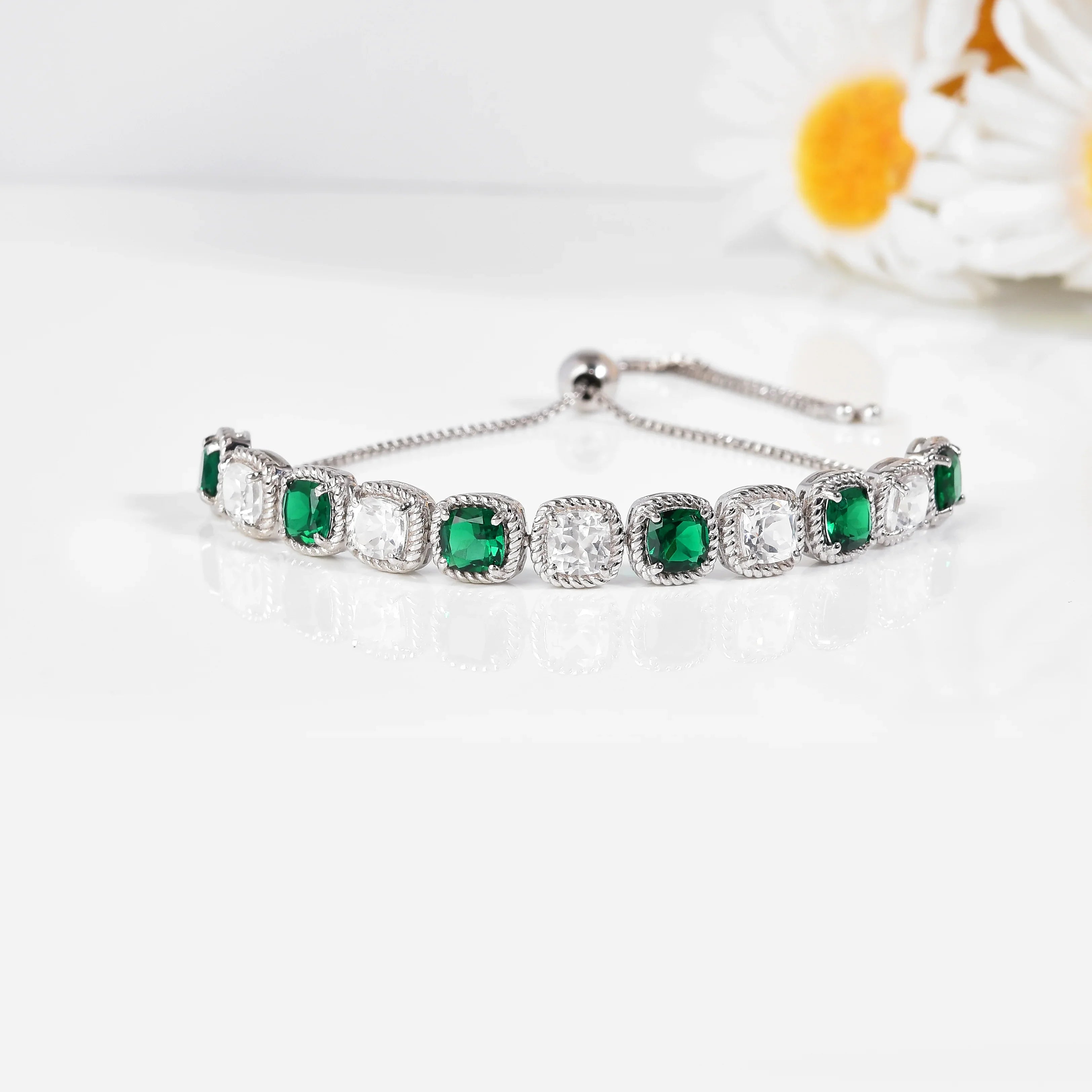 Pulsera de tenis con zafiro melocotón