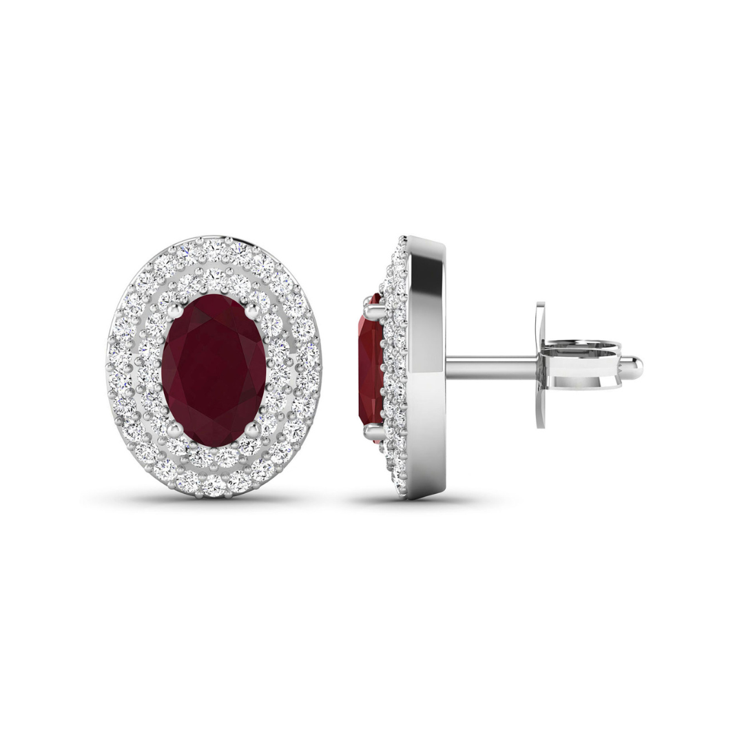 Genuine Ruby and Diamond Studs