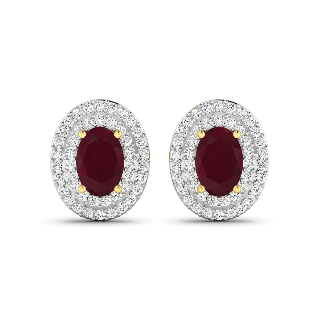 Genuine Ruby and Diamond Studs