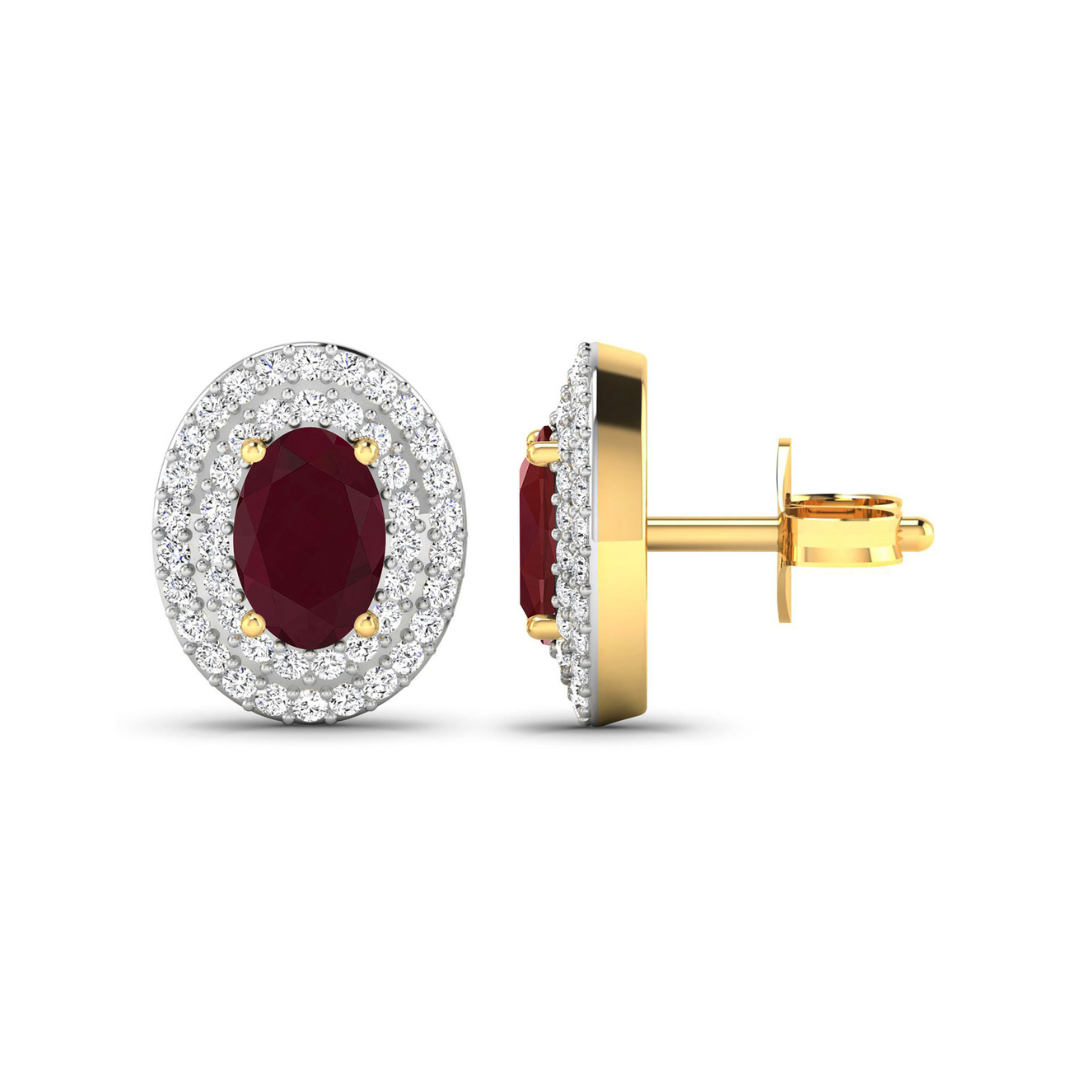 Genuine Ruby and Diamond Studs