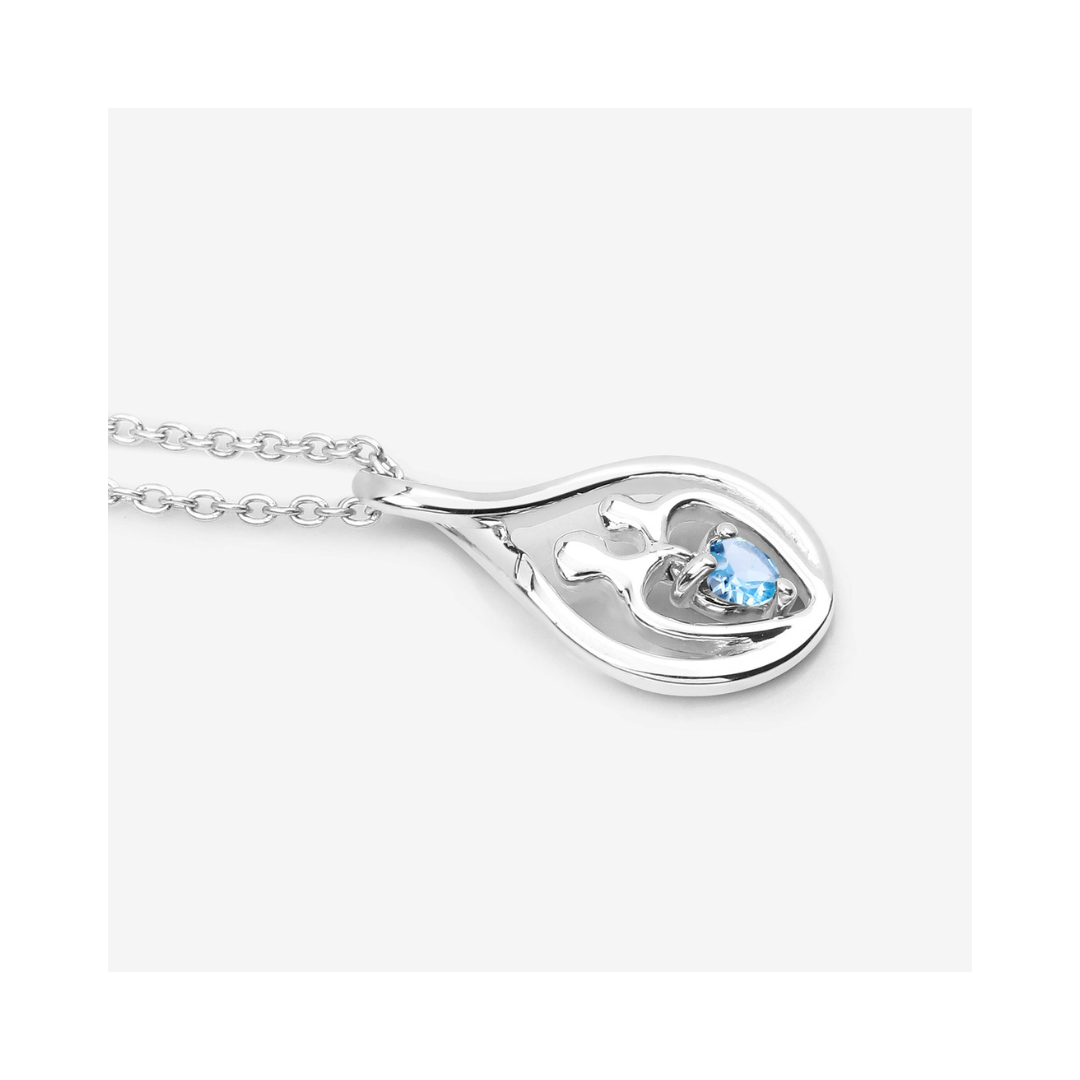 Genuine Swiss Blue Topaz Mom Infinity Pendant Necklace
