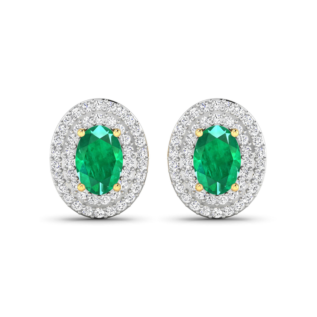 Genuine Zambian Emerald and Diamond Studs