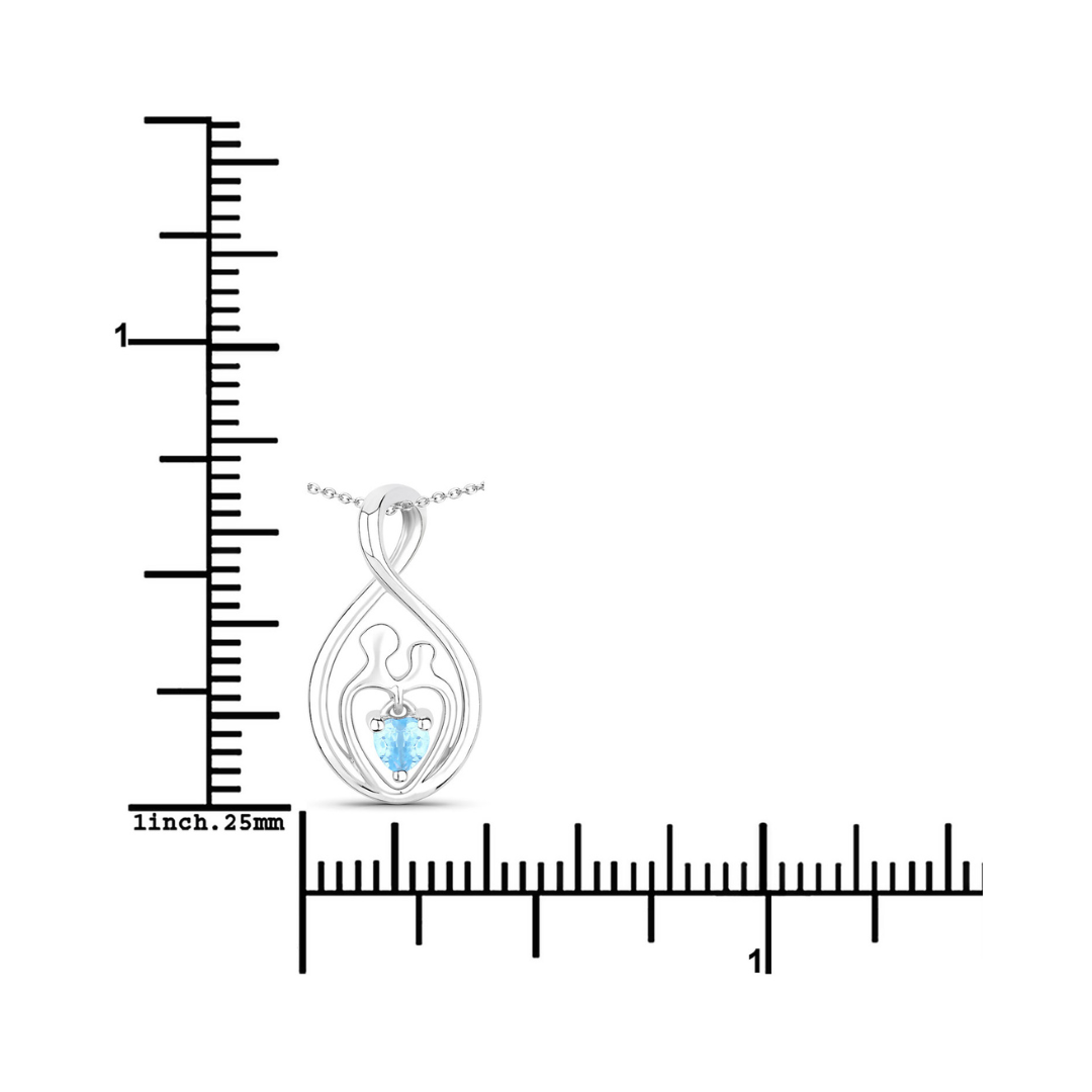 Genuine Swiss Blue Topaz Mom Infinity Pendant Necklace