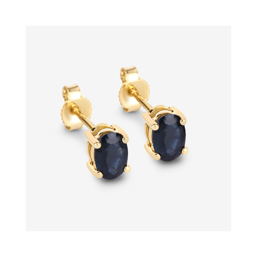 Genuine Blue Sapphire 10K Gold Studs Earrings