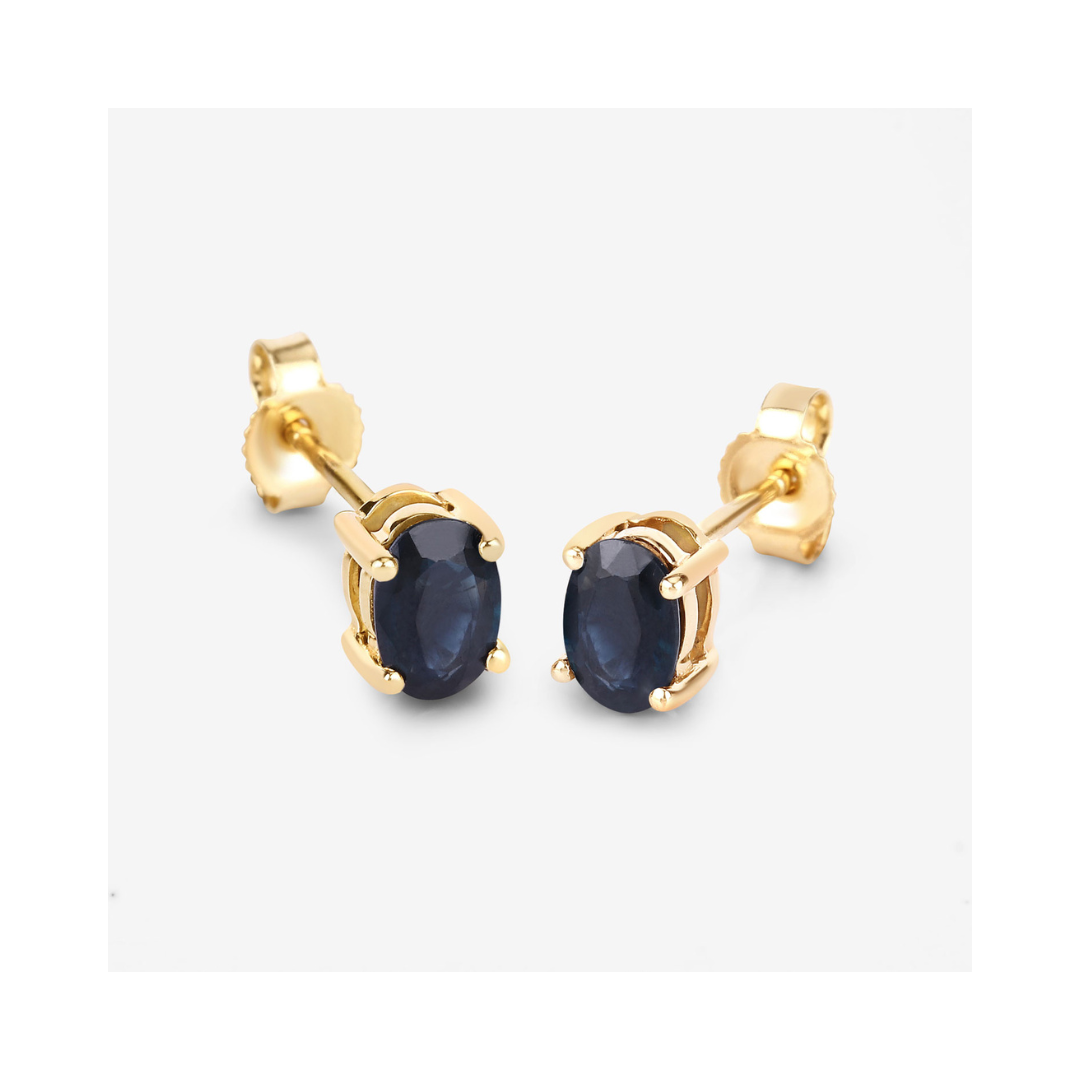 Genuine Blue Sapphire 10K Gold Studs Earrings