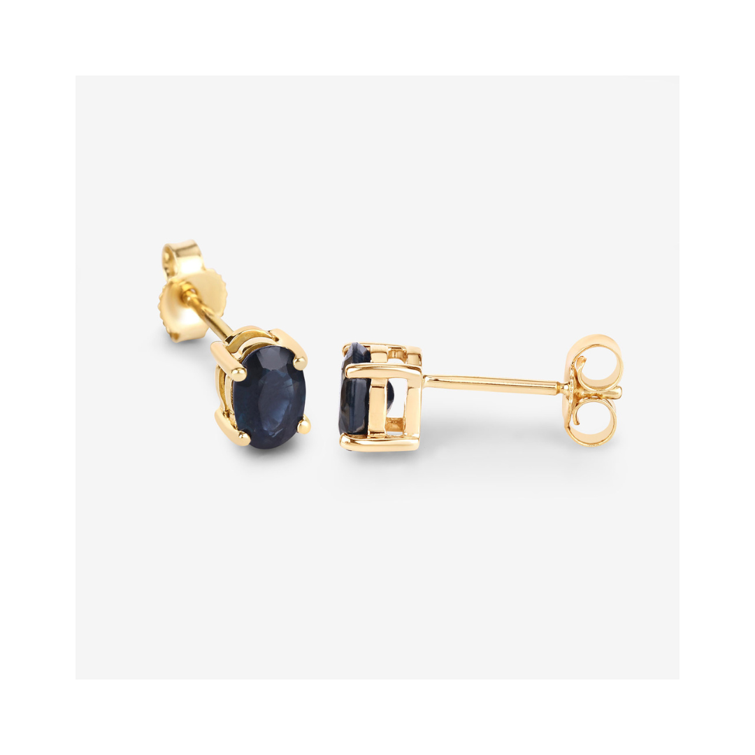 Genuine Blue Sapphire 10K Gold Studs Earrings