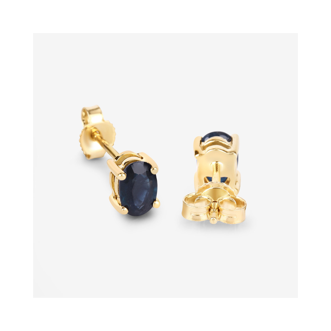 Genuine Blue Sapphire 10K Gold Studs Earrings