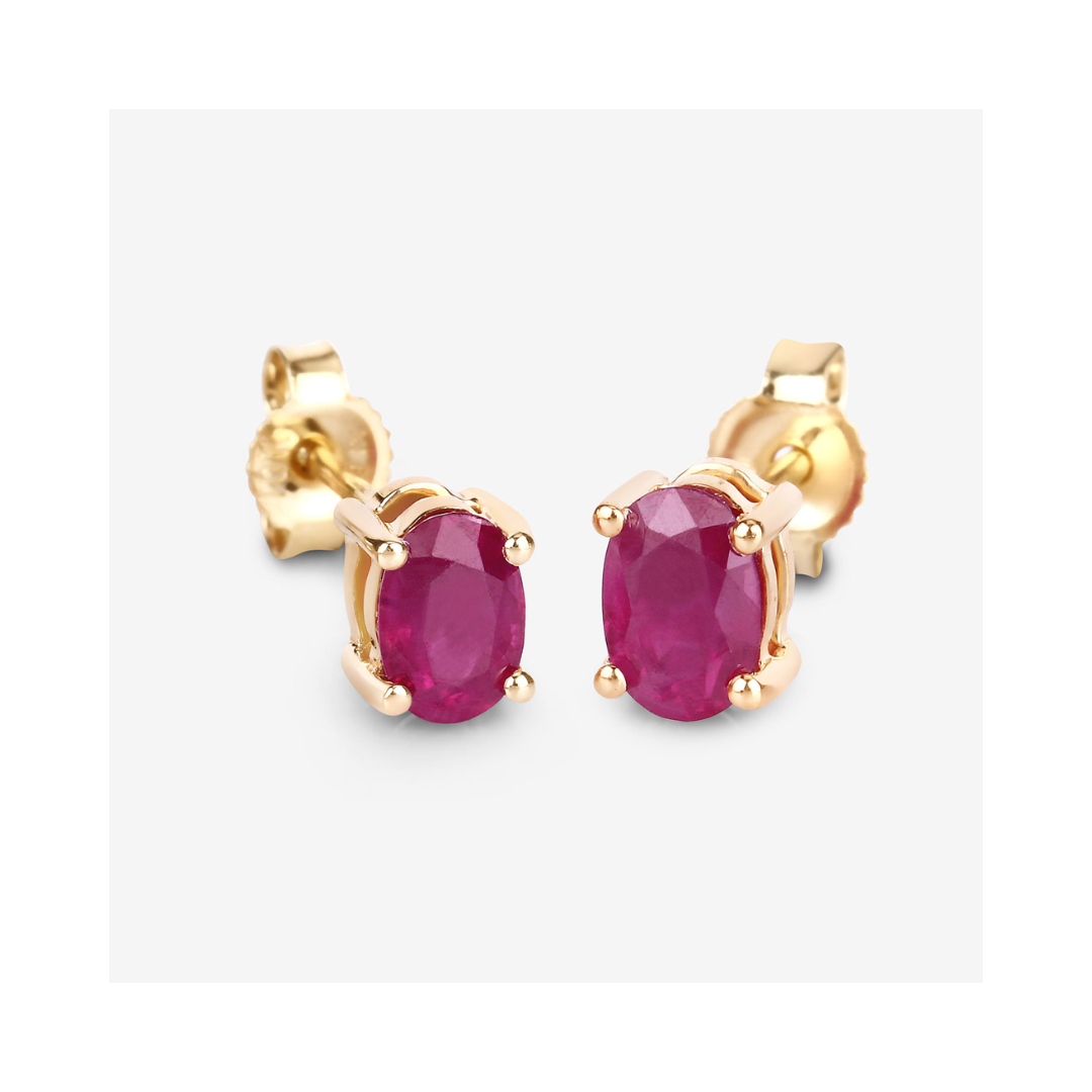 Genuine Pink Ruby 10K Gold Studs Earrings