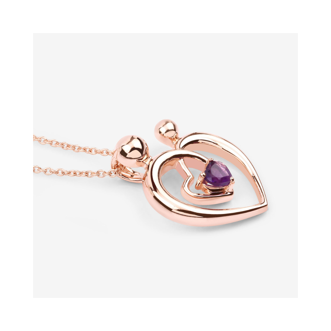 Genuine Amethyst Mom Heart Necklace