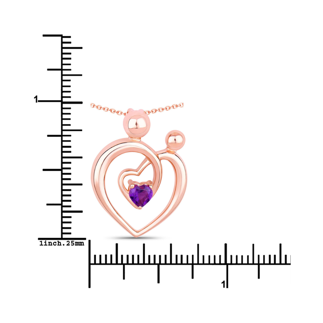 Genuine Amethyst Mom Heart Necklace