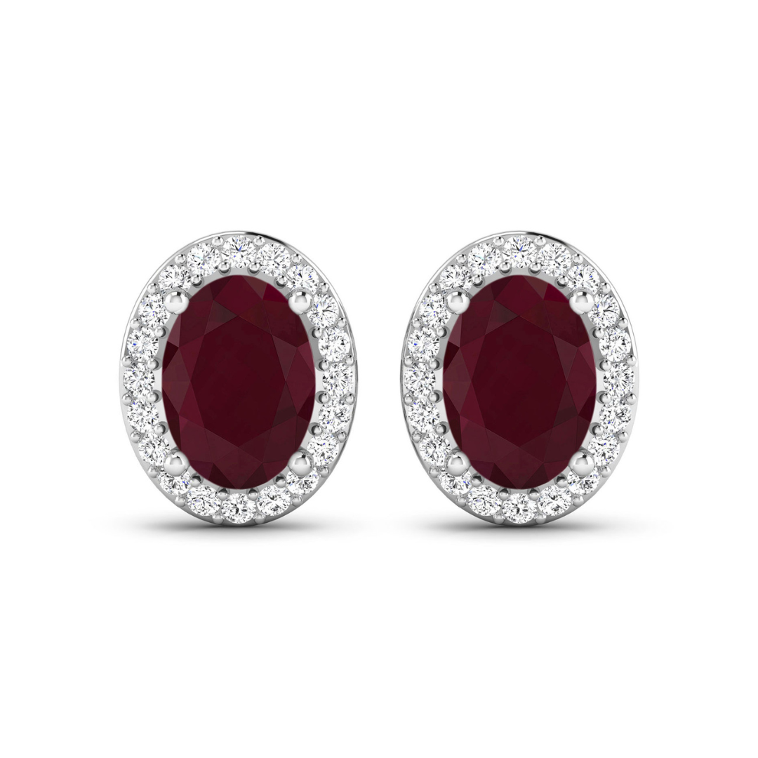 Genuine Diamond and Ruby Studs