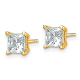 Elegant Square-shaped stud, diamond solitaire stud, 14K gold jewelry, gold diamond jewelry
