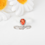princess inspired ring, sapphire ring for women, orange sapphire ring for women
